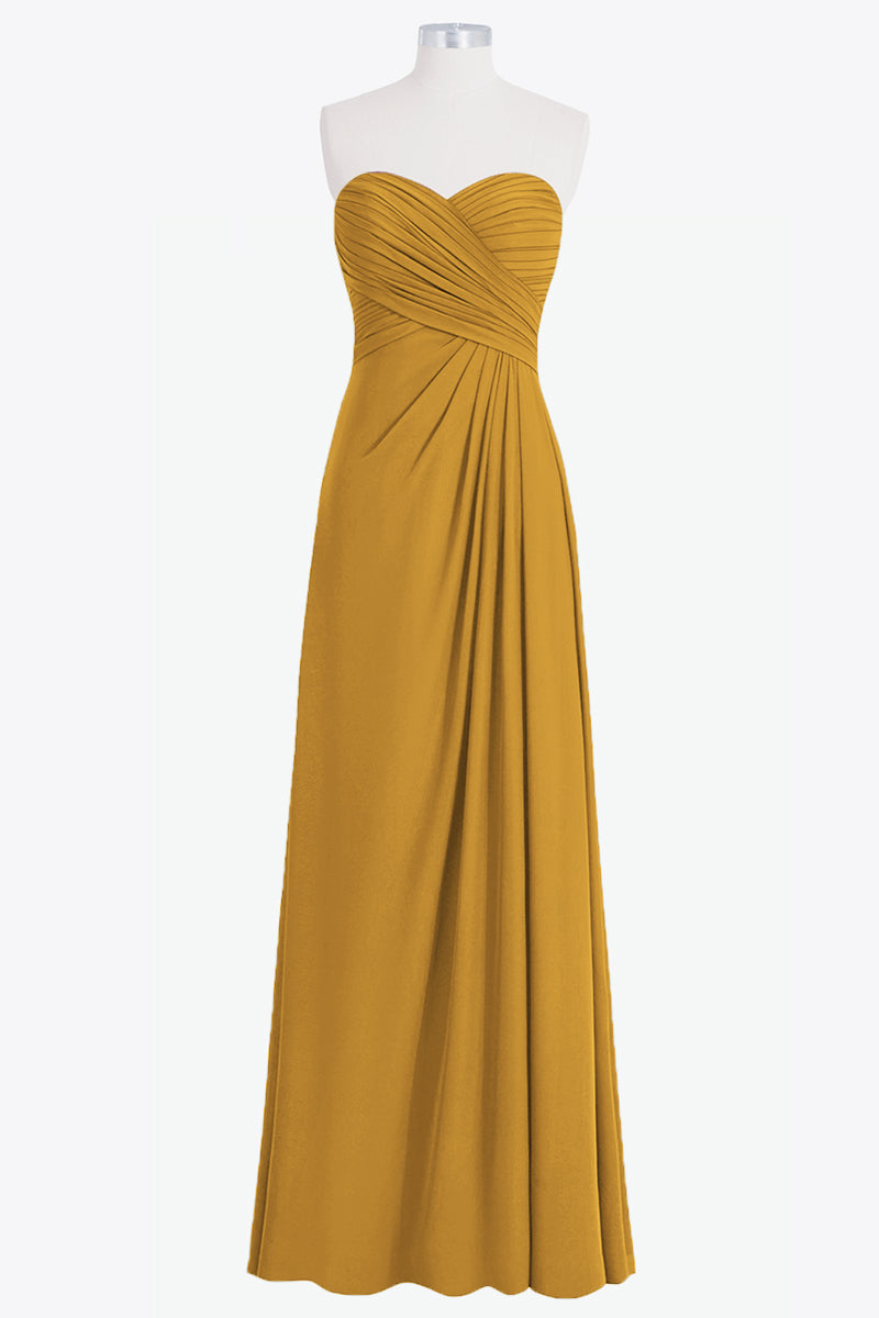Chiffon Column Strapless Sleeveless Bridesmaid Dress-B14076