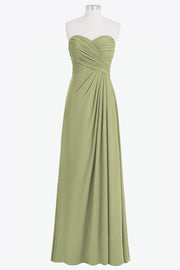 Chiffon Column Strapless Sleeveless Bridesmaid Dress-B14076