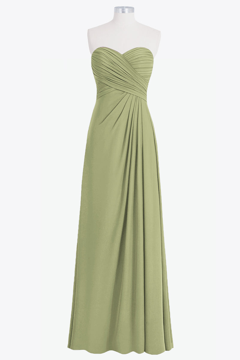 Chiffon Column Strapless Sleeveless Bridesmaid Dress-B14076