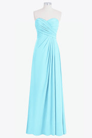 Chiffon Column Strapless Sleeveless Bridesmaid Dress-B14076