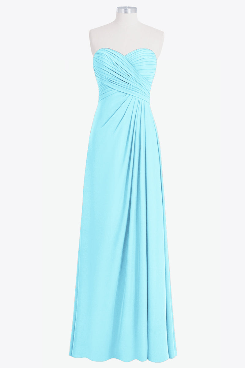 Chiffon Column Strapless Sleeveless Bridesmaid Dress-B14076