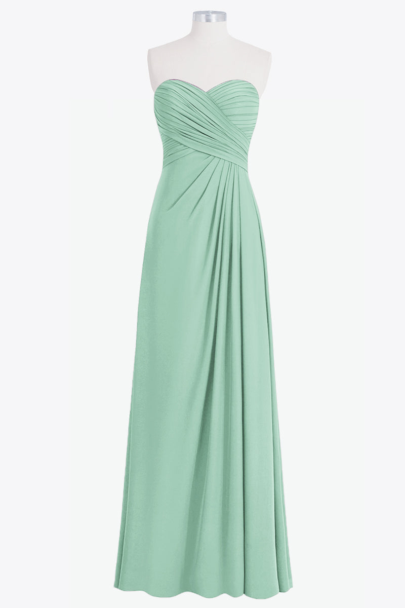 Chiffon Column Strapless Sleeveless Bridesmaid Dress-B14076