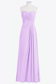 Chiffon Column Strapless Sleeveless Bridesmaid Dress-B14076