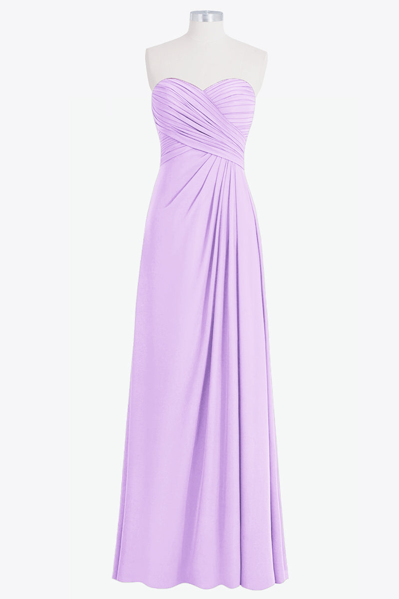 Chiffon Column Strapless Sleeveless Bridesmaid Dress-B14076