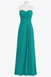 Chiffon Column Strapless Sleeveless Bridesmaid Dress-B14076