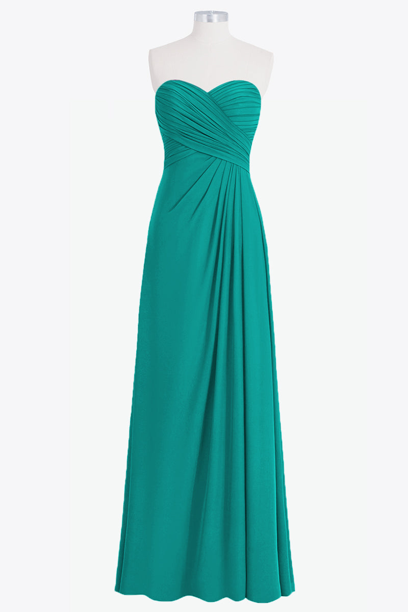 Chiffon Column Strapless Sleeveless Bridesmaid Dress-B14076