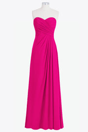 Chiffon Column Strapless Sleeveless Bridesmaid Dress-B14076