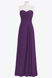 Chiffon Column Strapless Sleeveless Bridesmaid Dress-B14076