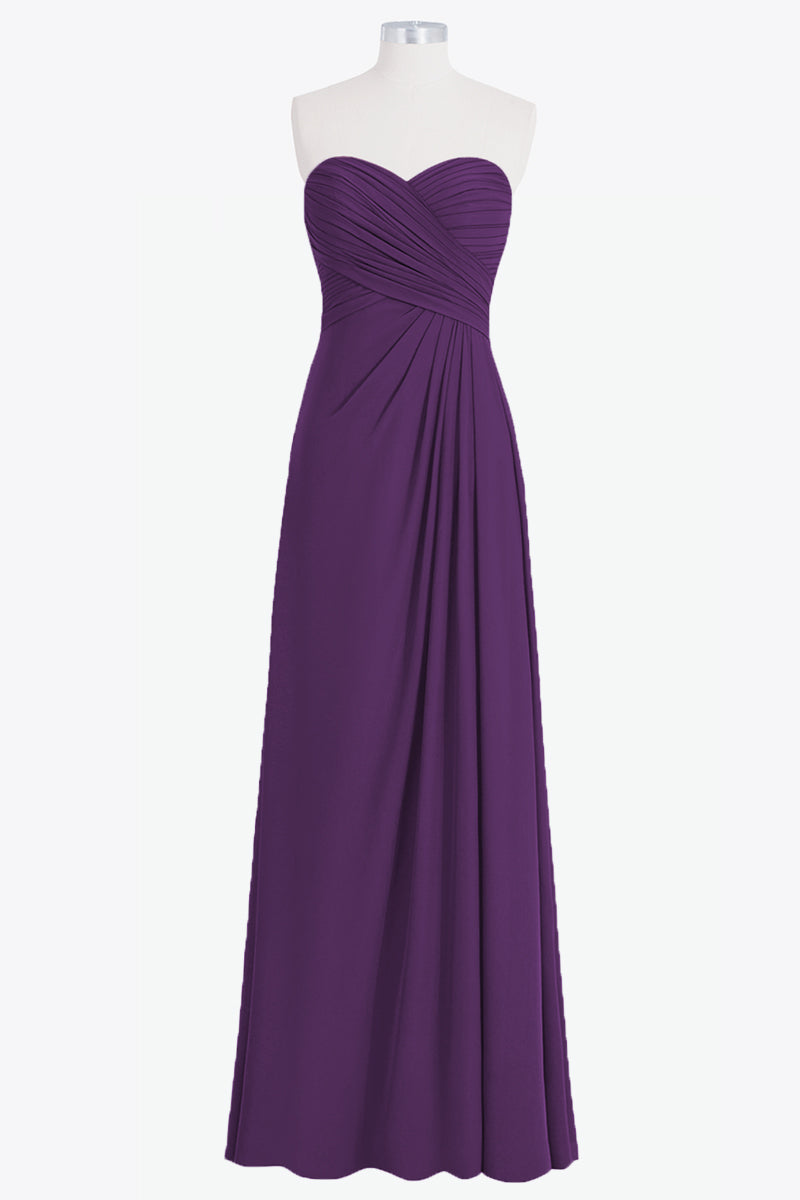 Chiffon Column Strapless Sleeveless Bridesmaid Dress-B14076