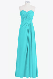 Chiffon Column Strapless Sleeveless Bridesmaid Dress-B14076