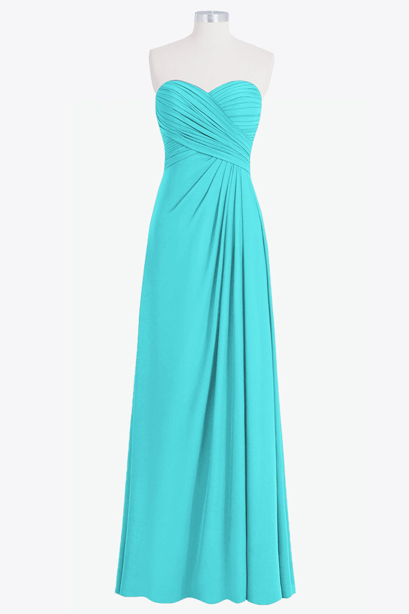 Chiffon Column Strapless Sleeveless Bridesmaid Dress-B14076