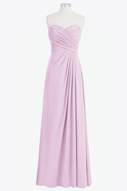 Chiffon Column Strapless Sleeveless Bridesmaid Dress-B14076