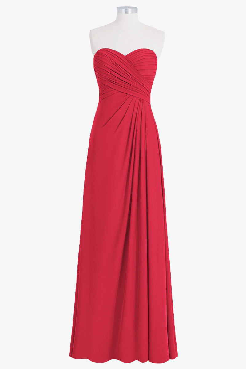 Chiffon Column Strapless Sleeveless Bridesmaid Dress-B14076