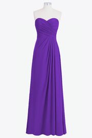 Chiffon Column Strapless Sleeveless Bridesmaid Dress-B14076