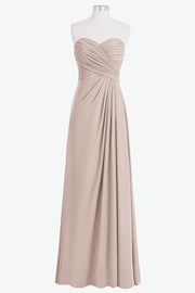 Chiffon Column Strapless Sleeveless Bridesmaid Dress-B14076