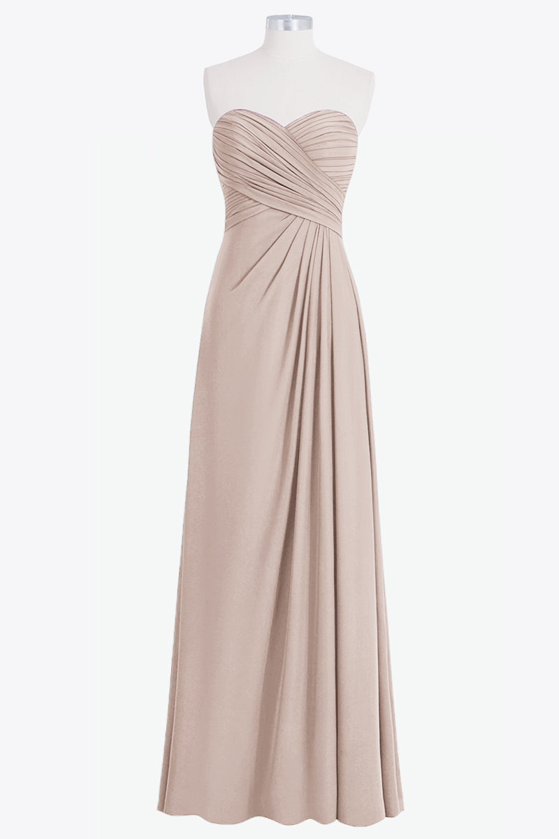Chiffon Column Strapless Sleeveless Bridesmaid Dress-B14076