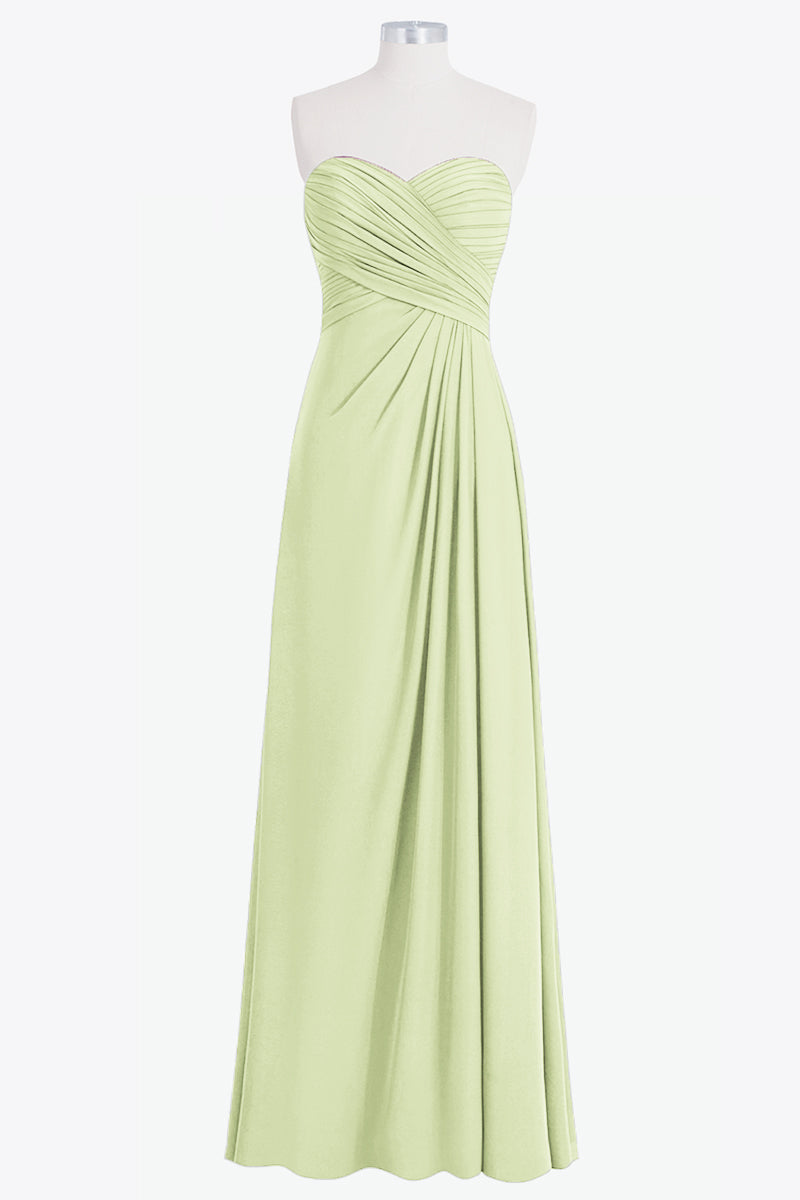 Chiffon Column Strapless Sleeveless Bridesmaid Dress-B14076