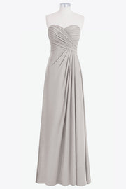 Chiffon Column Strapless Sleeveless Bridesmaid Dress-B14076