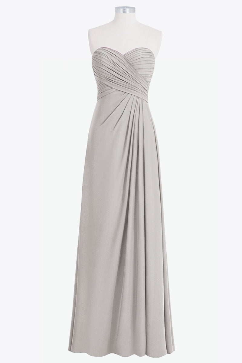 Chiffon Column Strapless Sleeveless Bridesmaid Dress-B14076
