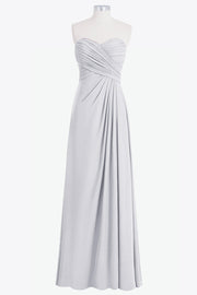Chiffon Column Strapless Sleeveless Bridesmaid Dress-B14076
