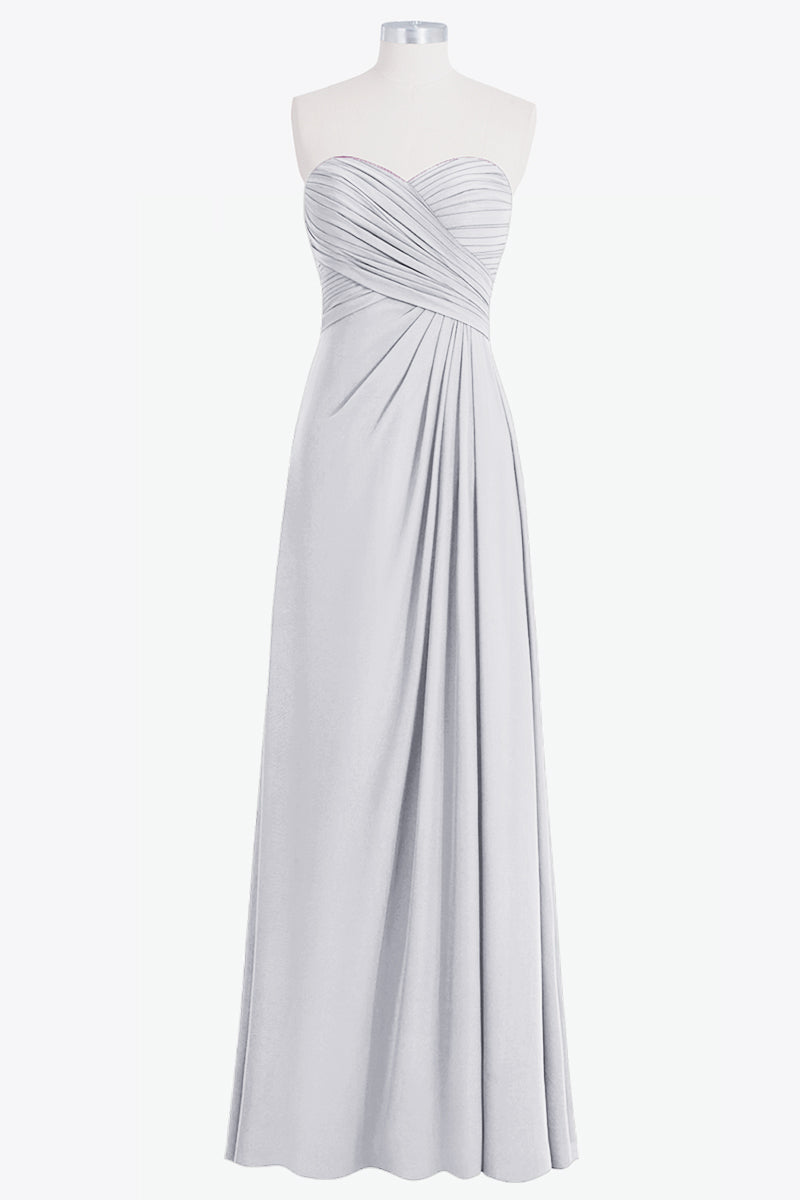 Chiffon Column Strapless Sleeveless Bridesmaid Dress-B14076
