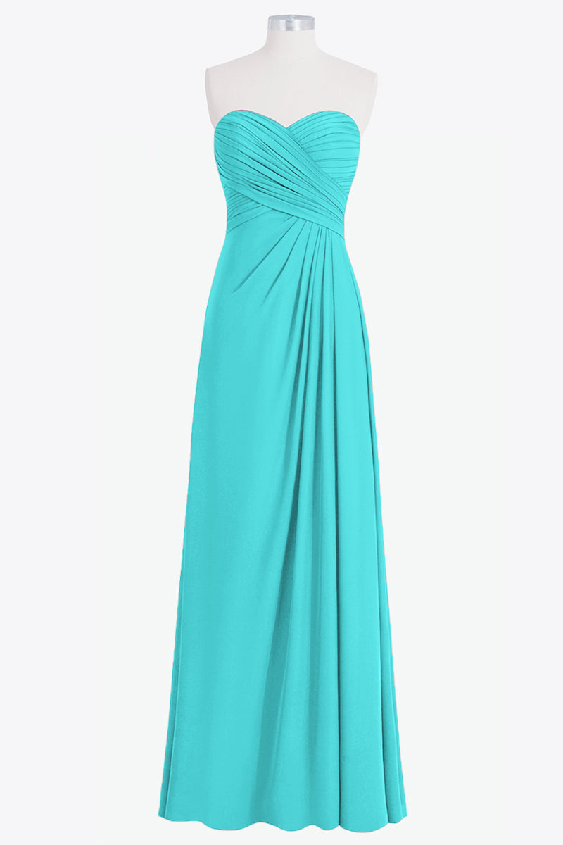 Chiffon Column Strapless Sleeveless Bridesmaid Dress-B14076