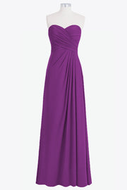 Chiffon Column Strapless Sleeveless Bridesmaid Dress-B14076