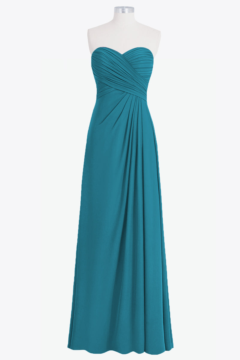 Chiffon Column Strapless Sleeveless Bridesmaid Dress-B14076