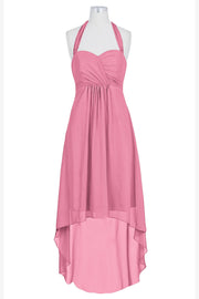 Chiffon Column Halter Sleeveless Bridesmaid Dress-B14087