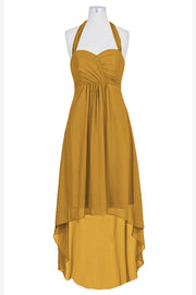 Chiffon Column Halter Sleeveless Bridesmaid Dress-B14087
