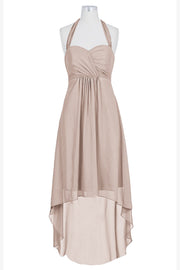 Chiffon Column Halter Sleeveless Bridesmaid Dress-B14087