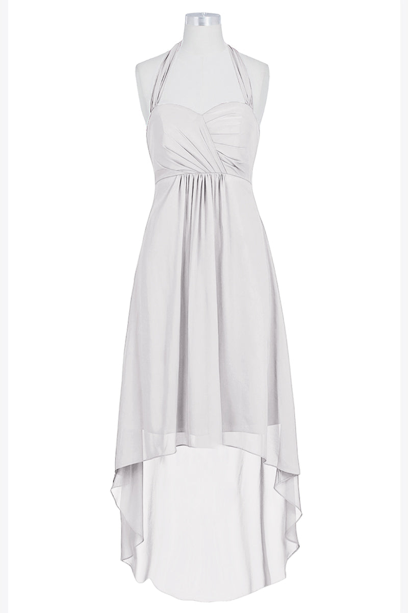 Chiffon Column Halter Sleeveless Bridesmaid Dress-B14087