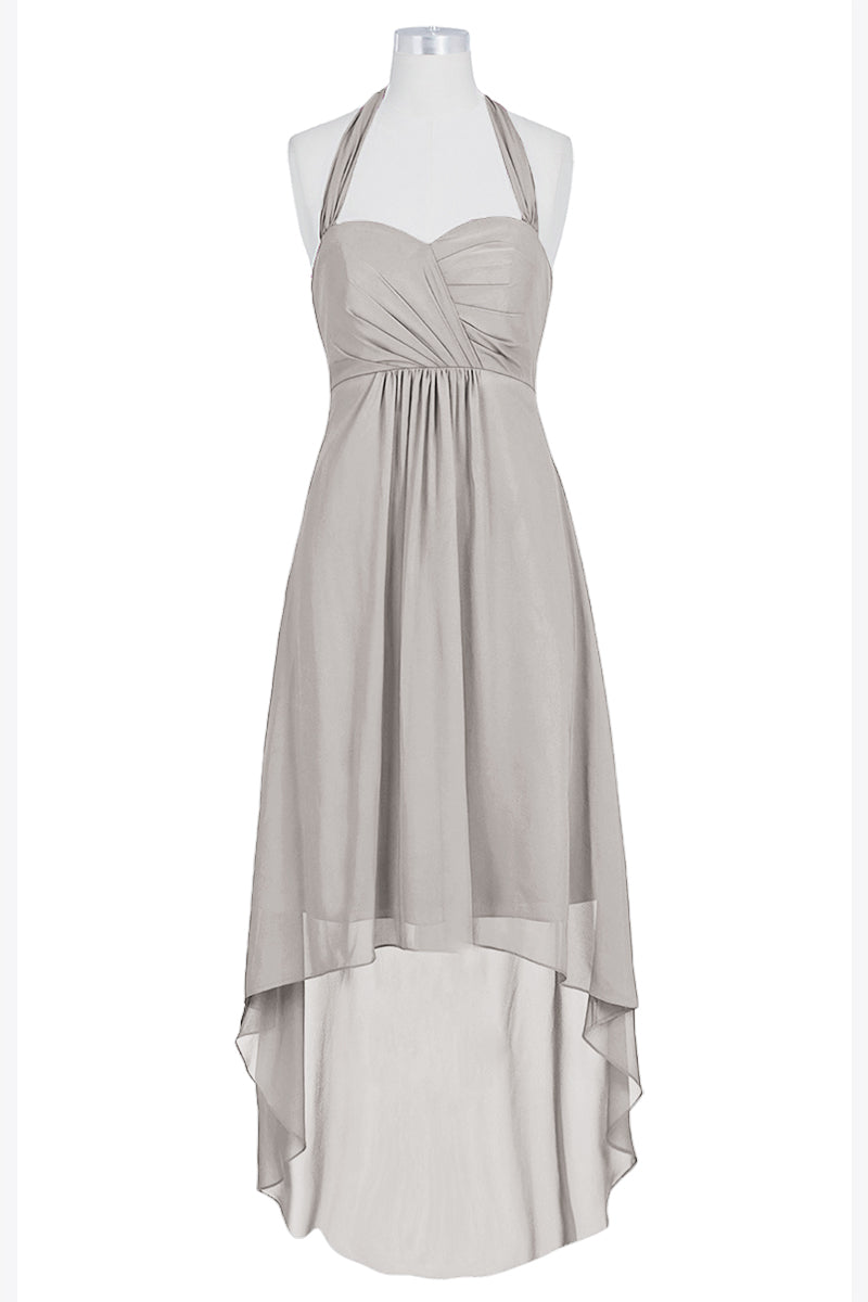 Chiffon Column Halter Sleeveless Bridesmaid Dress-B14087