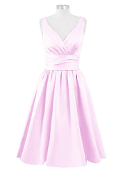 Satin Column Dipped Sleeveless Bridesmaid Dress-B14100