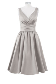 Satin Column Dipped Sleeveless Bridesmaid Dress-B14100