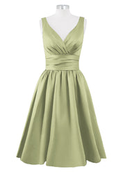 Satin Column Dipped Sleeveless Bridesmaid Dress-B14100