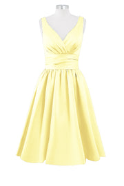 Satin Column Dipped Sleeveless Bridesmaid Dress-B14100