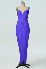 Chiffon Column V-Neck Sleeveless Bridesmaid Dress-B19001