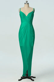 Chiffon Column V-Neck Sleeveless Bridesmaid Dress-B19001