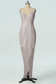 Chiffon Column V-Neck Sleeveless Bridesmaid Dress-B19001