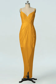 Chiffon Column V-Neck Sleeveless Bridesmaid Dress-B19001