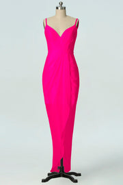 Chiffon Column V-Neck Sleeveless Bridesmaid Dress-B19001