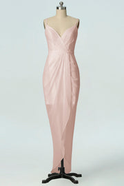 Chiffon Column V-Neck Sleeveless Bridesmaid Dress-B19001