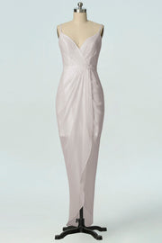 Chiffon Column V-Neck Sleeveless Bridesmaid Dress-B19001