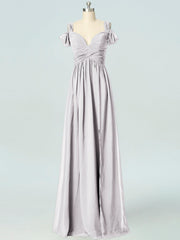 Chiffon Column Off the Shoulder Sleeveless Bridesmaid Dress-B19040