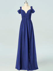 Chiffon Column Off the Shoulder Sleeveless Bridesmaid Dress-B19040