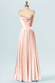 Stretch Satin Cowl Neck Sleeveless Bridesmaid Dress| Plus Size | 60+ Colors