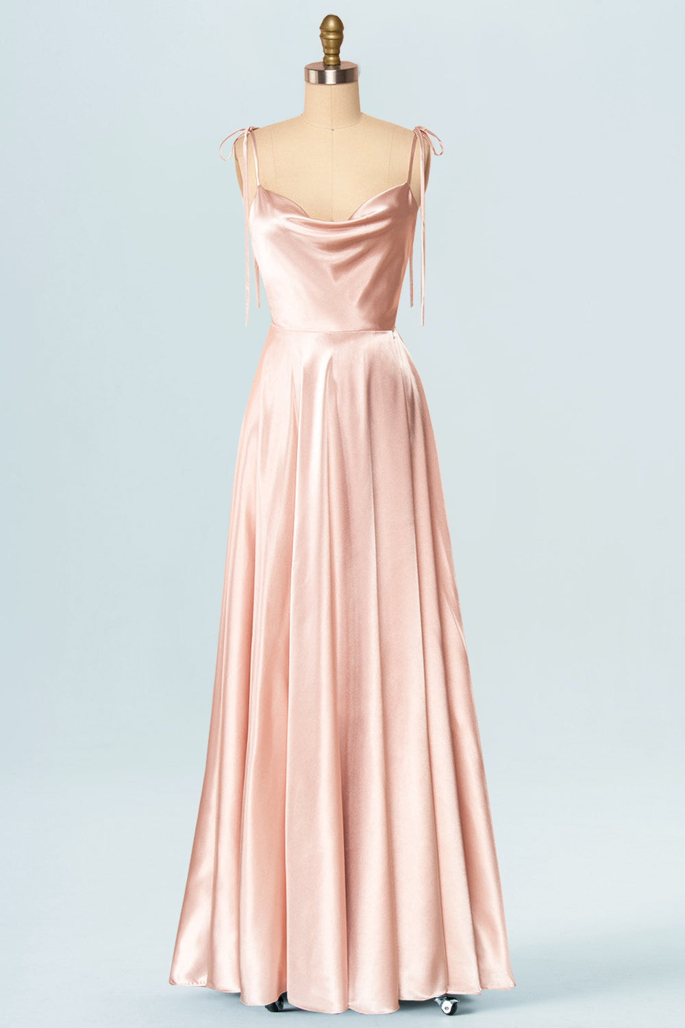 pink cowl neck bridesmaid dress WEDTREND Women Hot Pink Long Bridesmaid Dress with Slit A-Line Cowl Neck  Backless Back Zipper Chiffon Wedding Guest Dress main image 0