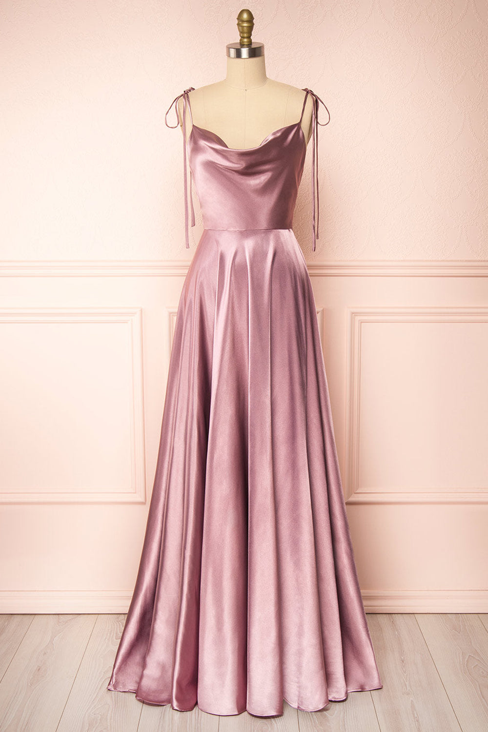 Stretch Satin Cowl Neck Sleeveless Bridesmaid Dress| Plus Size | 60+ Colors