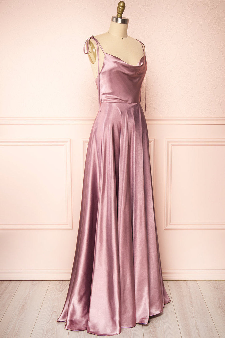 Stretch Satin Cowl Neck Sleeveless Bridesmaid Dress| Plus Size | 60+ Colors